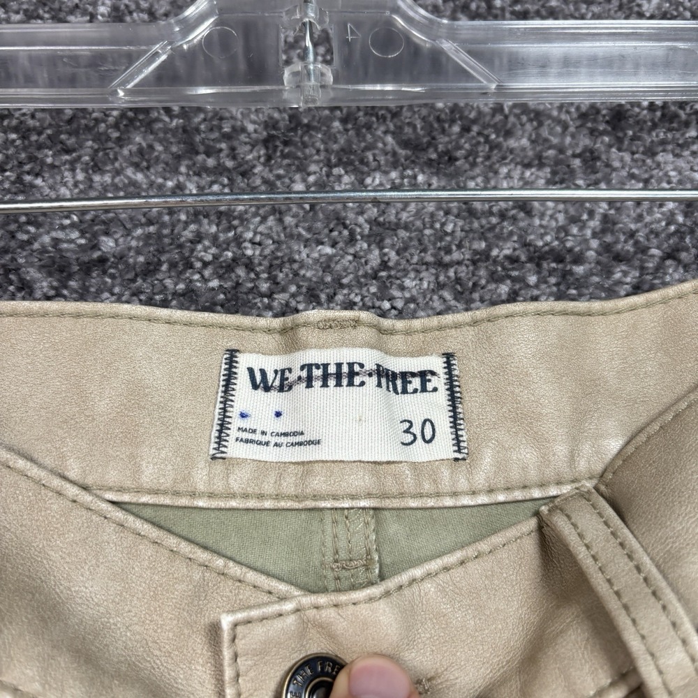 We The Free Misha High-Rise Wide Barrel Faux Leather Pants Womens 30 Beige Vegan - Picture 7 of 12